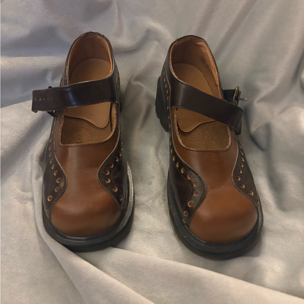 Dr. Martens Two-tone Brown Brogue Mary Jane Shoes